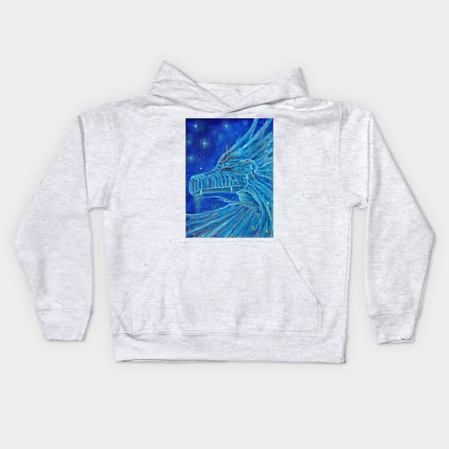 Etoirir blue dragon fantasy art by Renee Lavoie Kids Hoodie by ReneeLLavoie